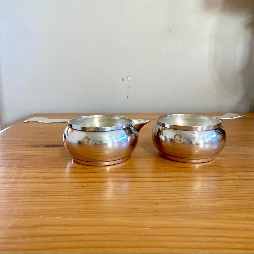 Vintage Raj Teapot Stackable Set Creamer Sugar Silver Plated With Box Gift